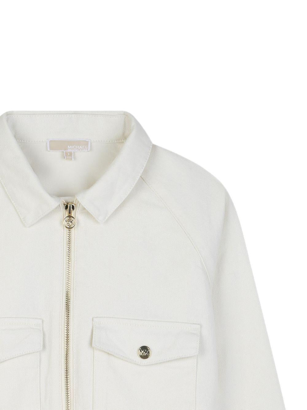 Giacca per bambina Michael Kors Kids bianca con chiusura frontale con zip R30584 190 MICHAEL KORS KIDS