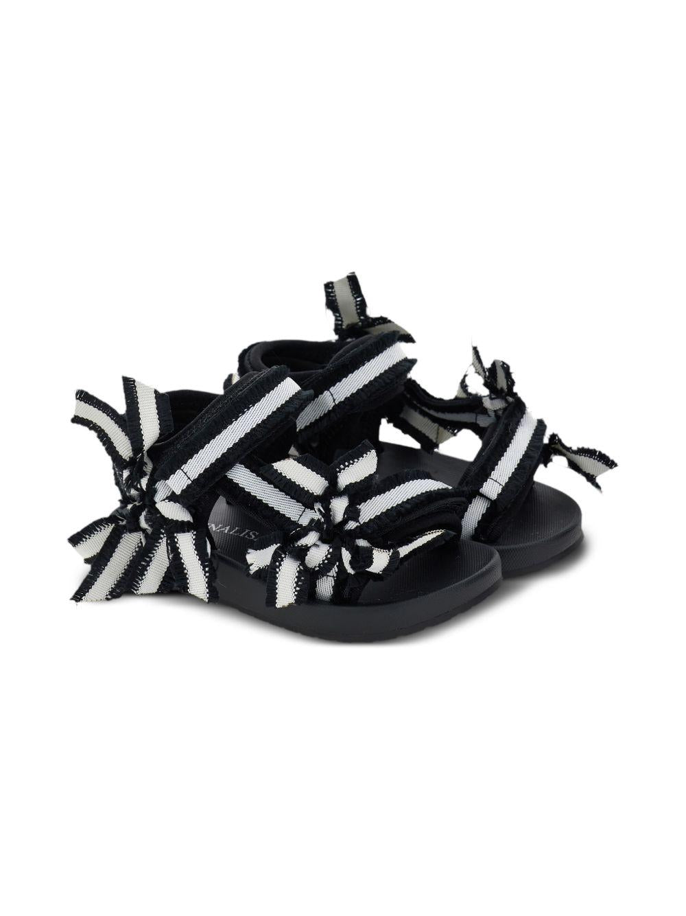 Sandali per bambina Monnalisa nero a righe 8CG000 7700 9950 MONNALISA KIDS