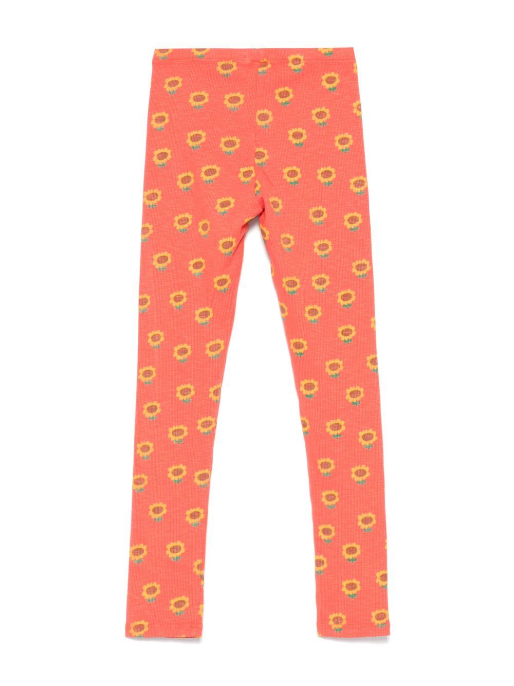 Leggings per bambina Bobo Choses Sunflower arancione con stampa girasoli B125AC075 611 BOBO CHOSES