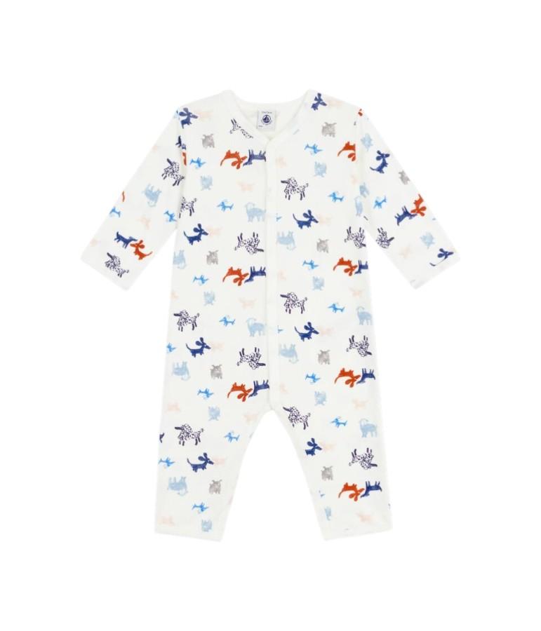 Tutina per neonati Petit Bateau bianca con stampa grafica animali all-over A0FAV 01 PETIT BATEAU