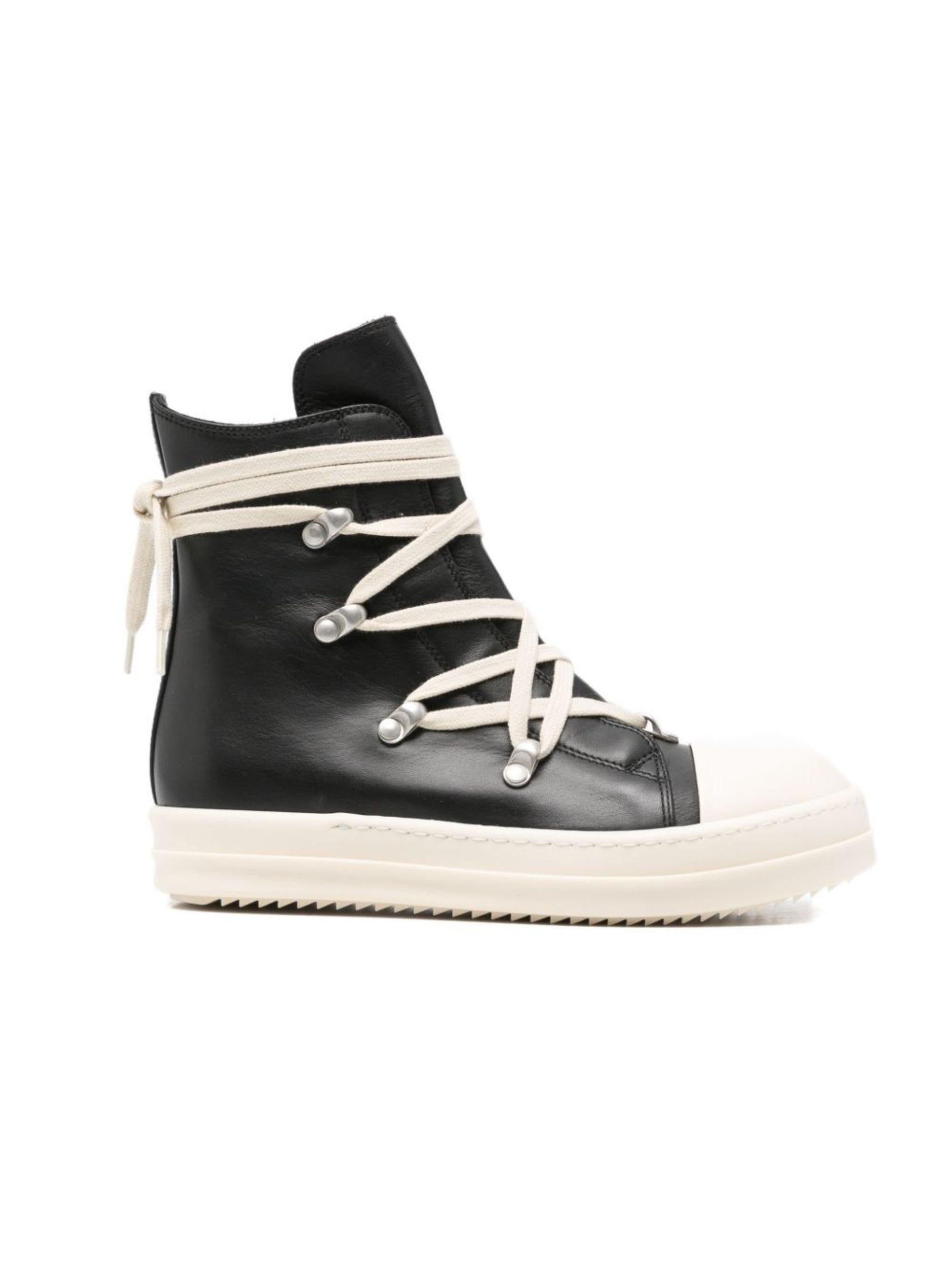 Sneakers per bambini Rick Owens Kids nere con occhielli color argento BG01F3894LMU 911 RICK OWENS KIDS