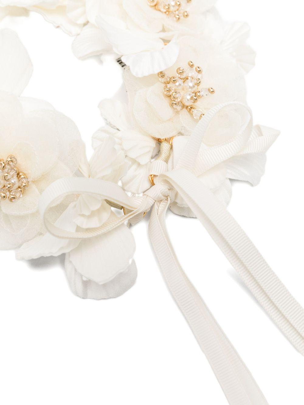 Cerchietto per bambina Bonpoint bianco con dettagli floreali S06GHAW00022 002 BONPOINT KIDS
