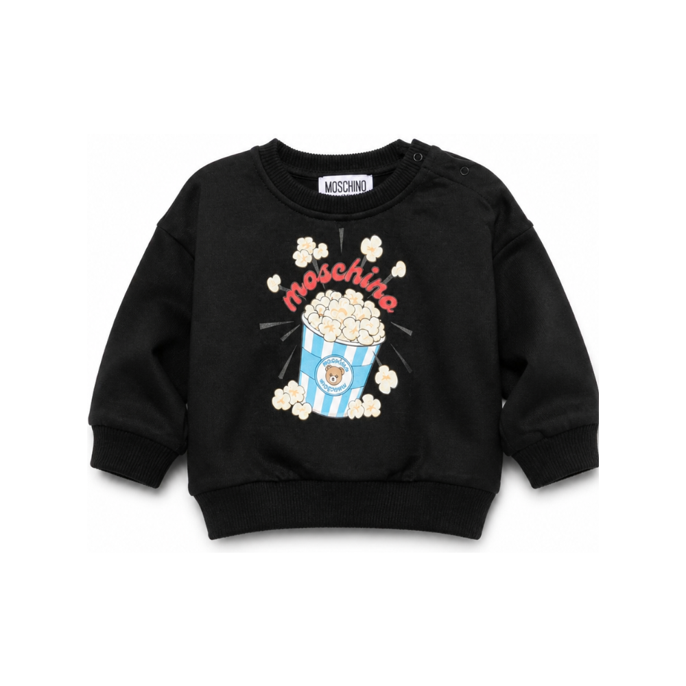 Felpa per neonati Moschino Kids nera con stampa grafica MUF06QLCA40 60100 MOSCHINO KIDS
