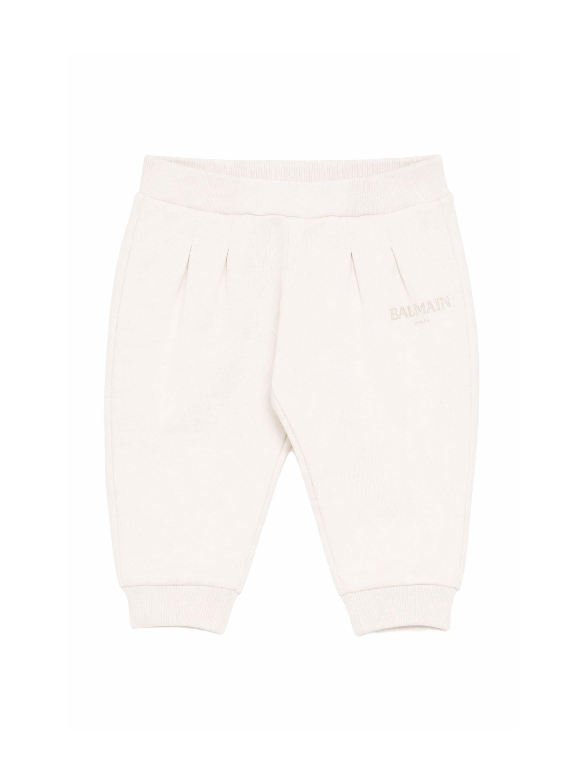 Pantaloni per neonato Balmain Kids bianco con stampa logo BY6540 Z3183 102NE BALMAIN KIDS