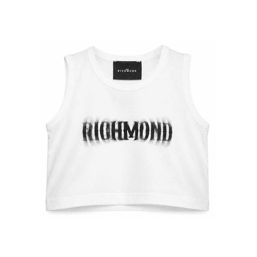 Top per bambina John Richmond Junior bianco con stampa logo RGP26058TO WHITE JOHN RICHMOND KIDS
