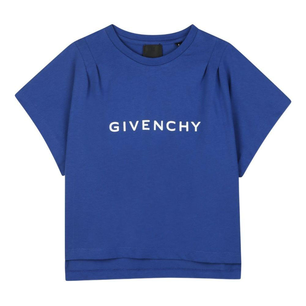 T-shirt per bambina Givenchy Kids blu con logo sul davanti H31010 865 GIVENCHY KIDS