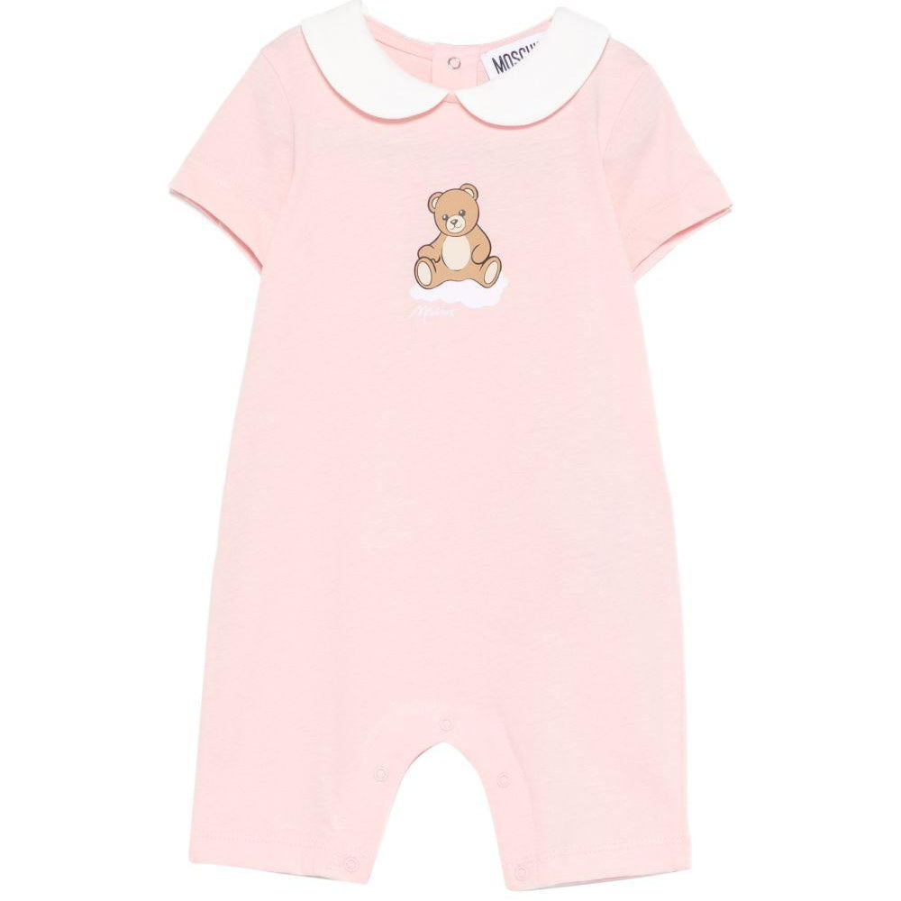 Tutina per neonati Moschino Kids rosa con stampa Teddy Bear su nuvola MUT04NLAA03 50209 MOSCHINO KIDS