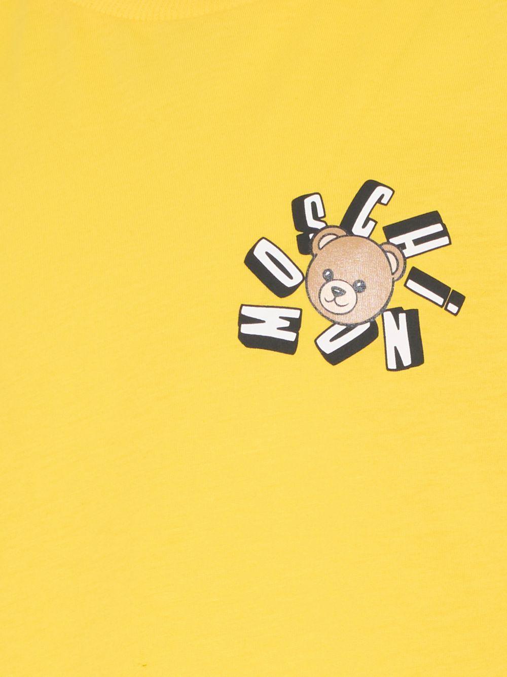 T-shirt per bambini Moschino Kids gialla con dettaglio Teddy Bear HUM05OLAA03 50577 MOSCHINO KIDS