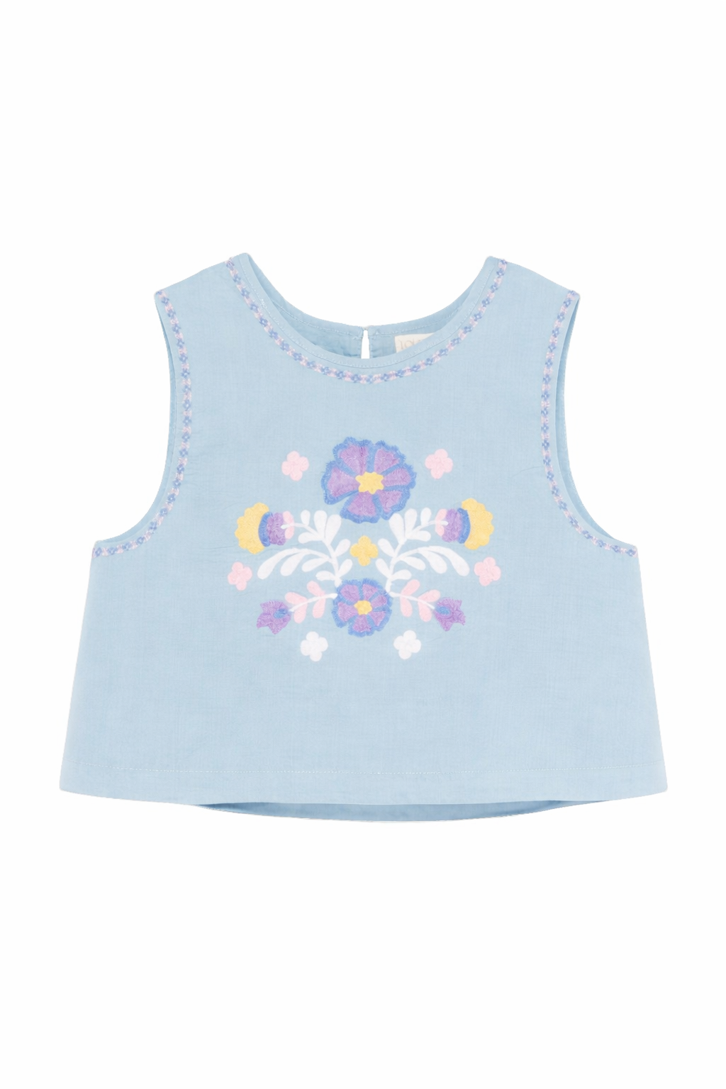 Top Albane per bambina Louise Misha azzurra con ricamo a fiori GRI-S26-C0102 BLUE LOUISE MISHA KIDS