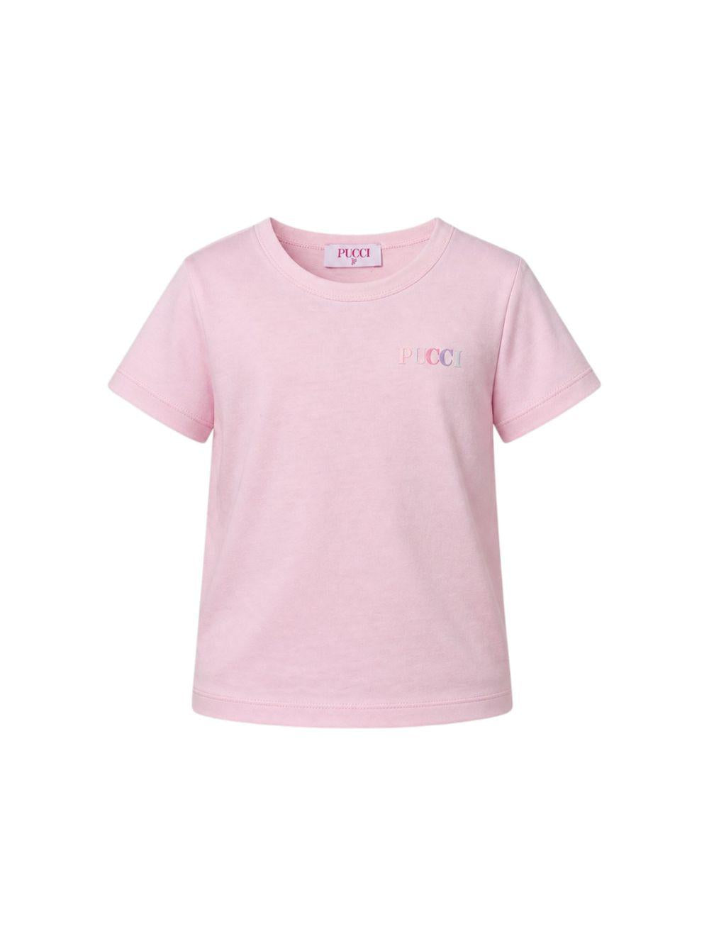 T-shirt per bambina Emilio Pucci Kids rosa con logo sul davanti PY8A81 Z3672 51E EMILIO PUCCI KIDS