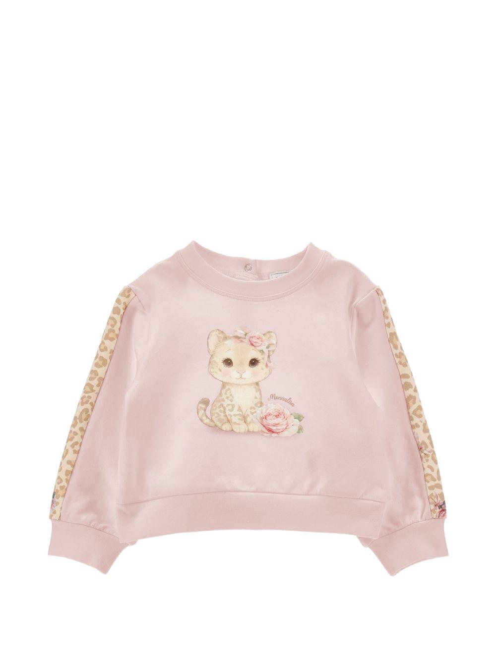 Felpa per neonata Monnalisa Kids rosa con dettagli animalier 39H603 8006 094F MONNALISA KIDS