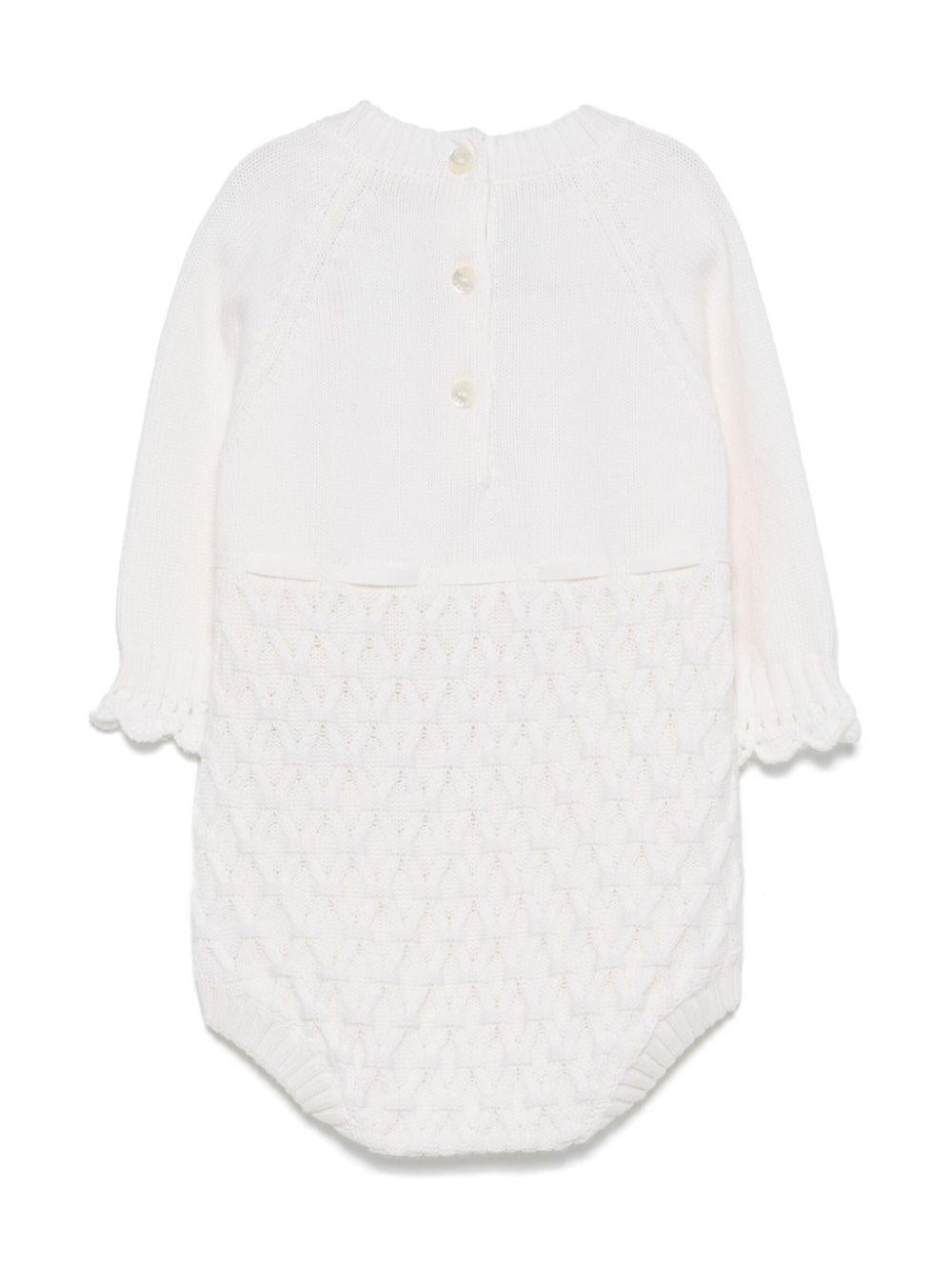 Tutina per neonata Fendi Kids bianco con lavorazione in maglia BUG187 ATRM F0TU9 FENDI KIDS