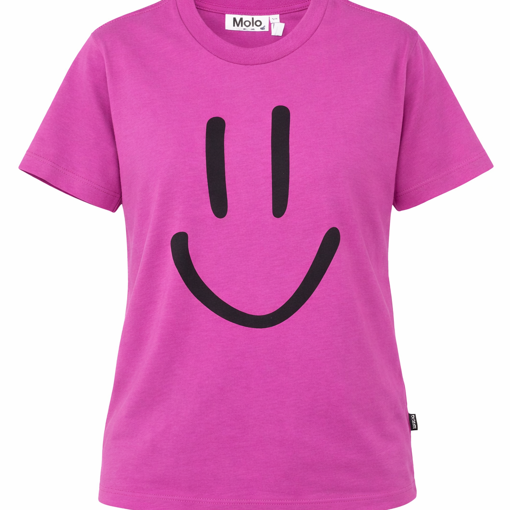 T-shirt per bambina Molo fucsia con stampa smile 6S26A201 5627 MOLO KIDS