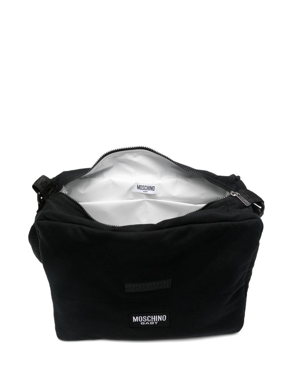 Borsa per neonati Moschino Kids nera con stampa Teddy Bear MUX05VLCA19 60100 MOSCHINO KIDS