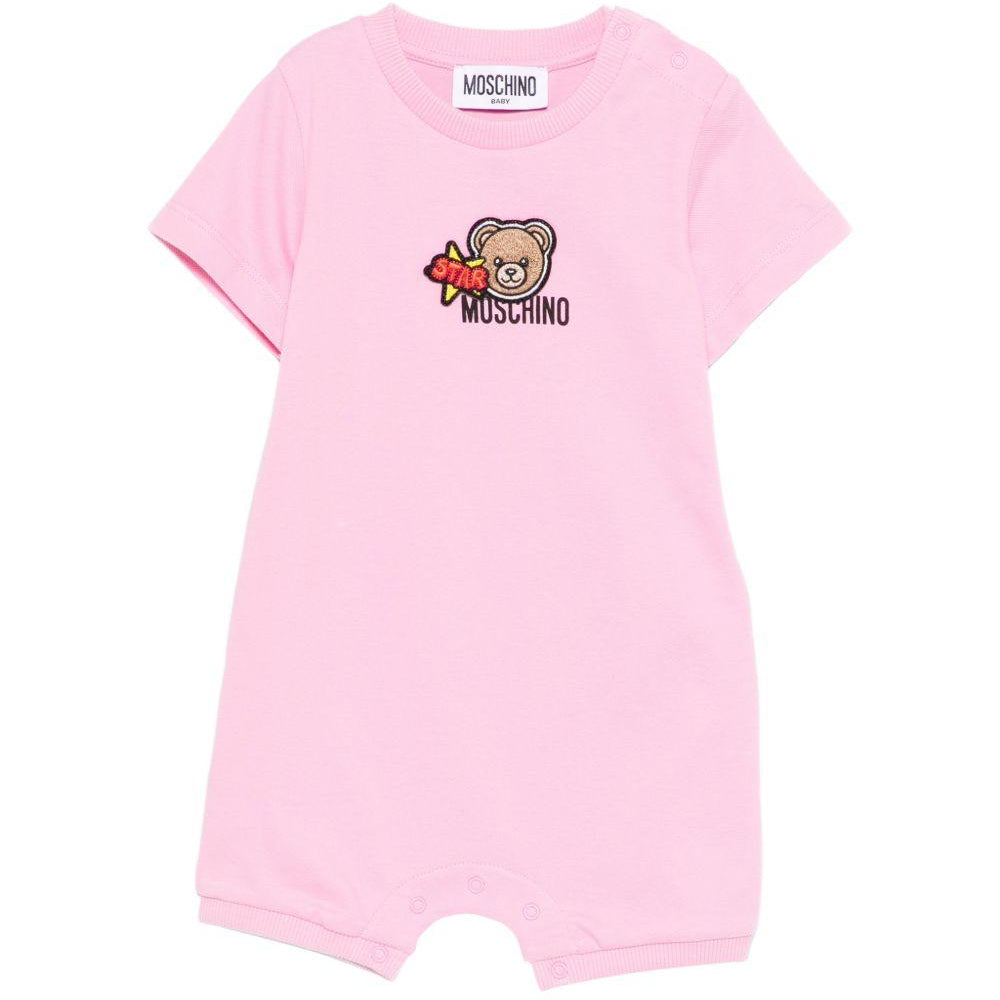 Tutina per neonata Moschino Kids rosa con ricamo Teddy Bear MWY022LFA07 51473 MOSCHINO KIDS