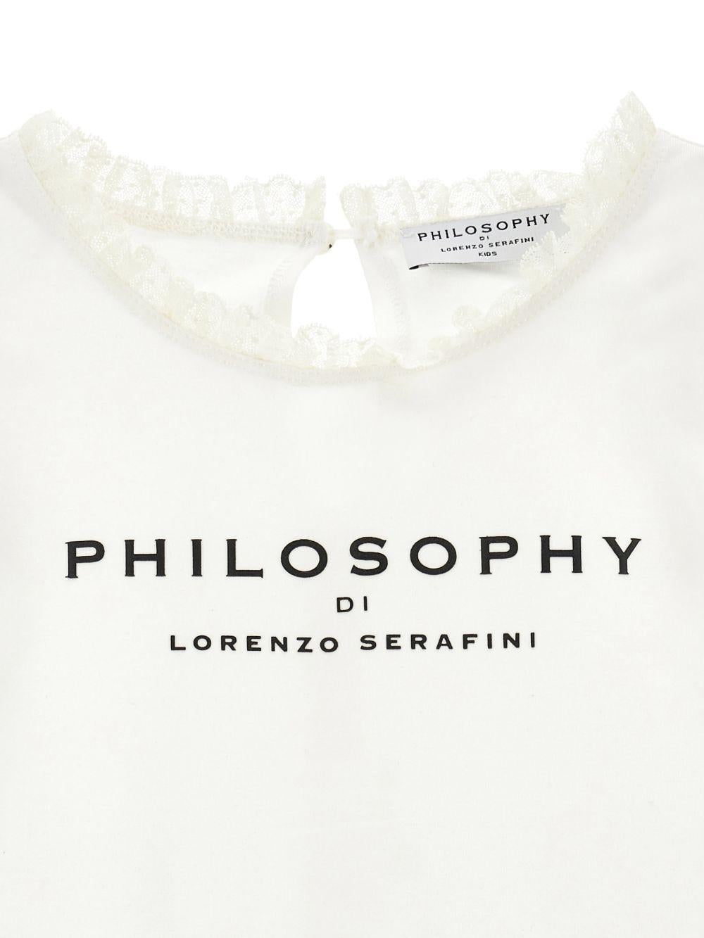 T-shirt per bambina Philosophy di Lorenzo Serafini Kids bianca con logo sul davanti I1G600 7201 0001 PHILOSOPHY KIDS