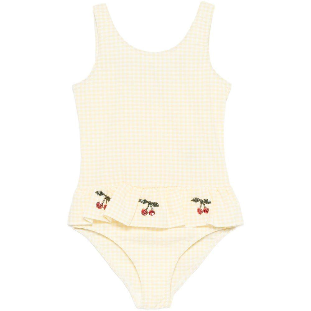 Costume Etta intero per bambina Konges Sløjd giallo con motivo a quadri KS104790 CHECK KONGES SLOJD KIDS