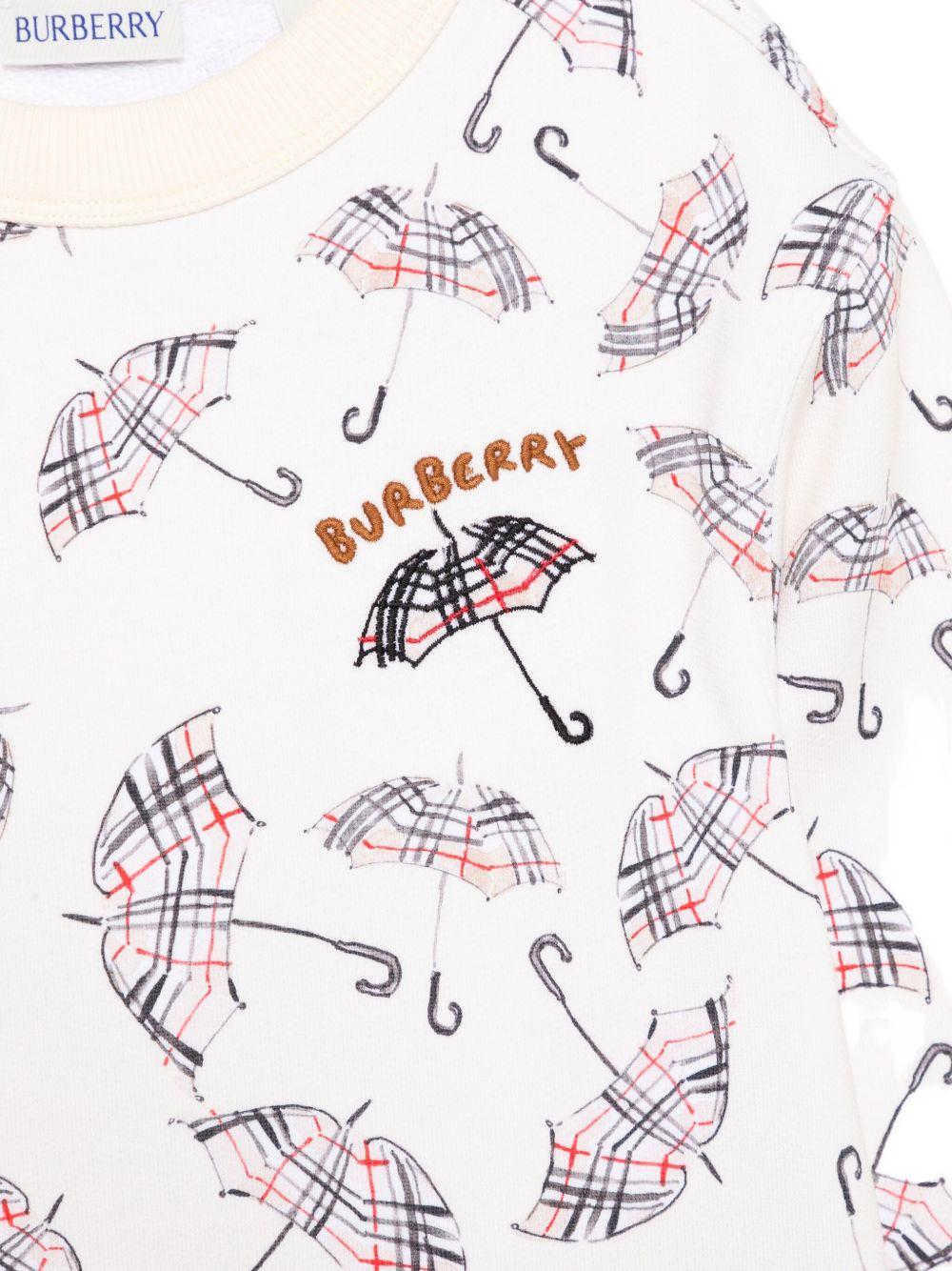 Felpa per bambino Burberry Kids bianco con stampa ombrello 8109044 B8769 BURBERRY KIDS