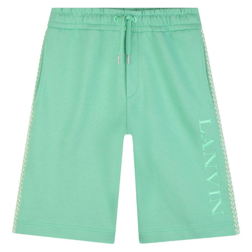 Shorts per bambino Lanvin Enfant verde con coulisse e logo N30378 68N LANVIN KIDS