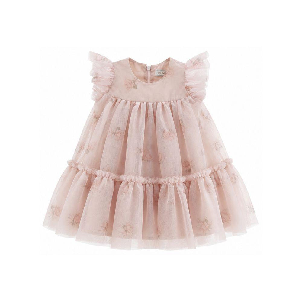 Abito per neonata Monnalisa Kids rosa con strato superiore in tulle 31H910 8652 094F MONNALISA KIDS