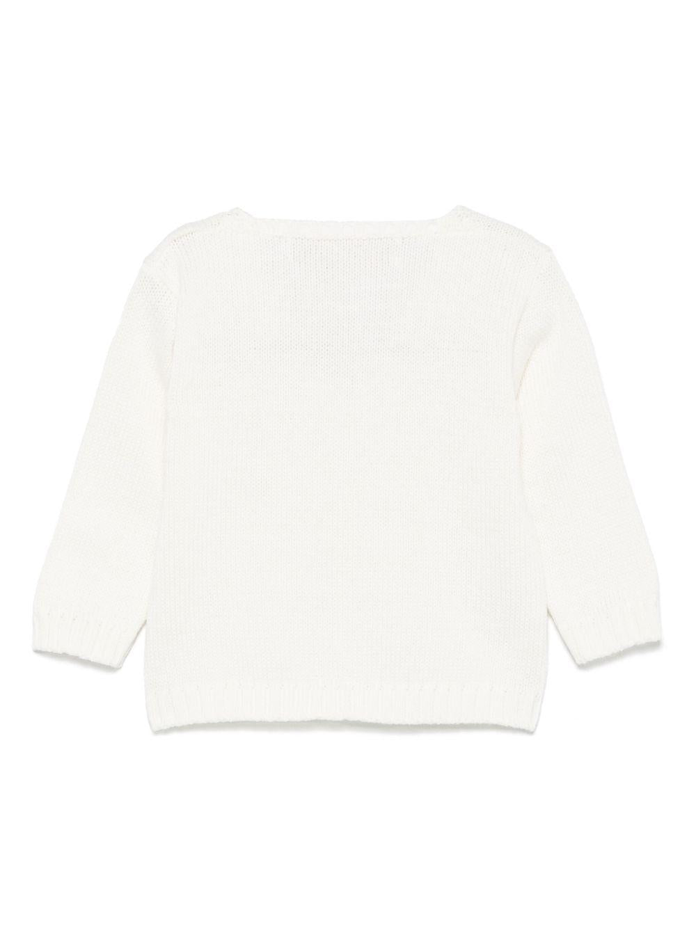 Cardigan per neonata La Stupenderia bianco in cotone con orlo e polsini a coste SCRO53 802 LA STUPENDERIA KIDS