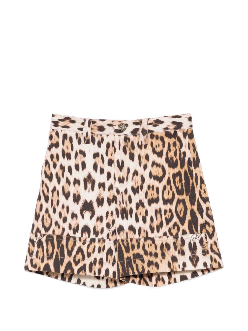 Shorts per bambino Roberto Cavalli Kids marrone con stampa animalier CBP26086BE MACULA N.H. ROBERTO CAVALLI KIDS