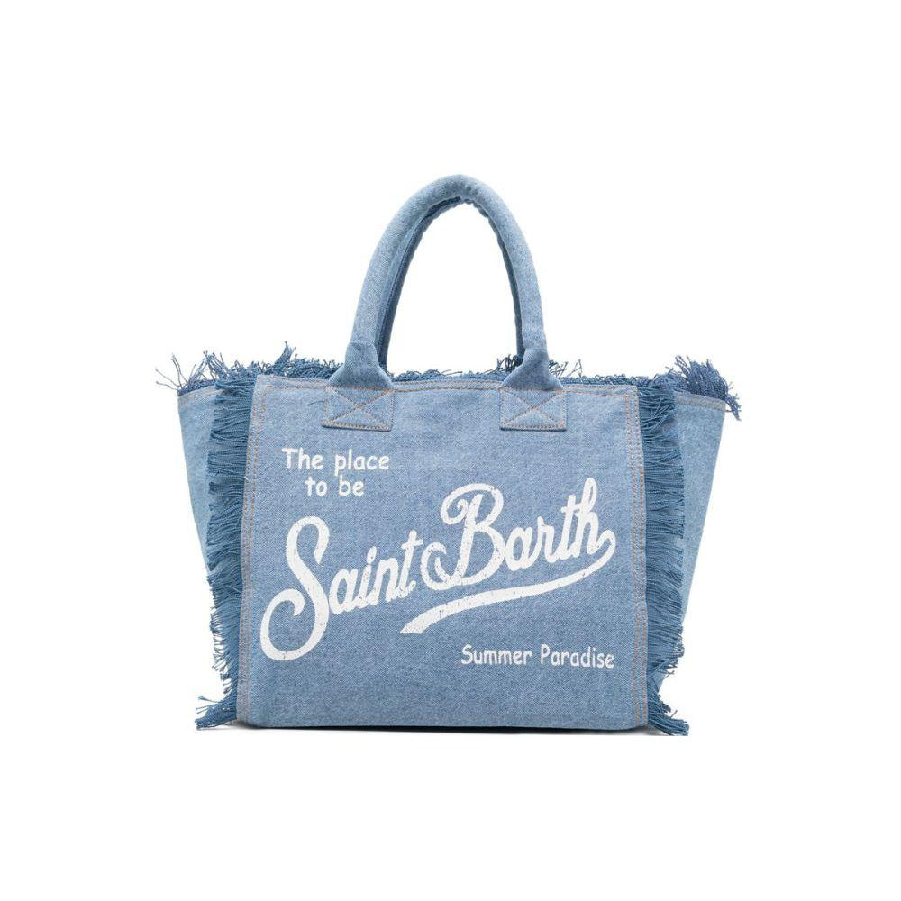 Borsa Vanity MC2 Saint Barth denim con dettaglio frange VANI001 00009L MC2 ST. BARTH KIDS