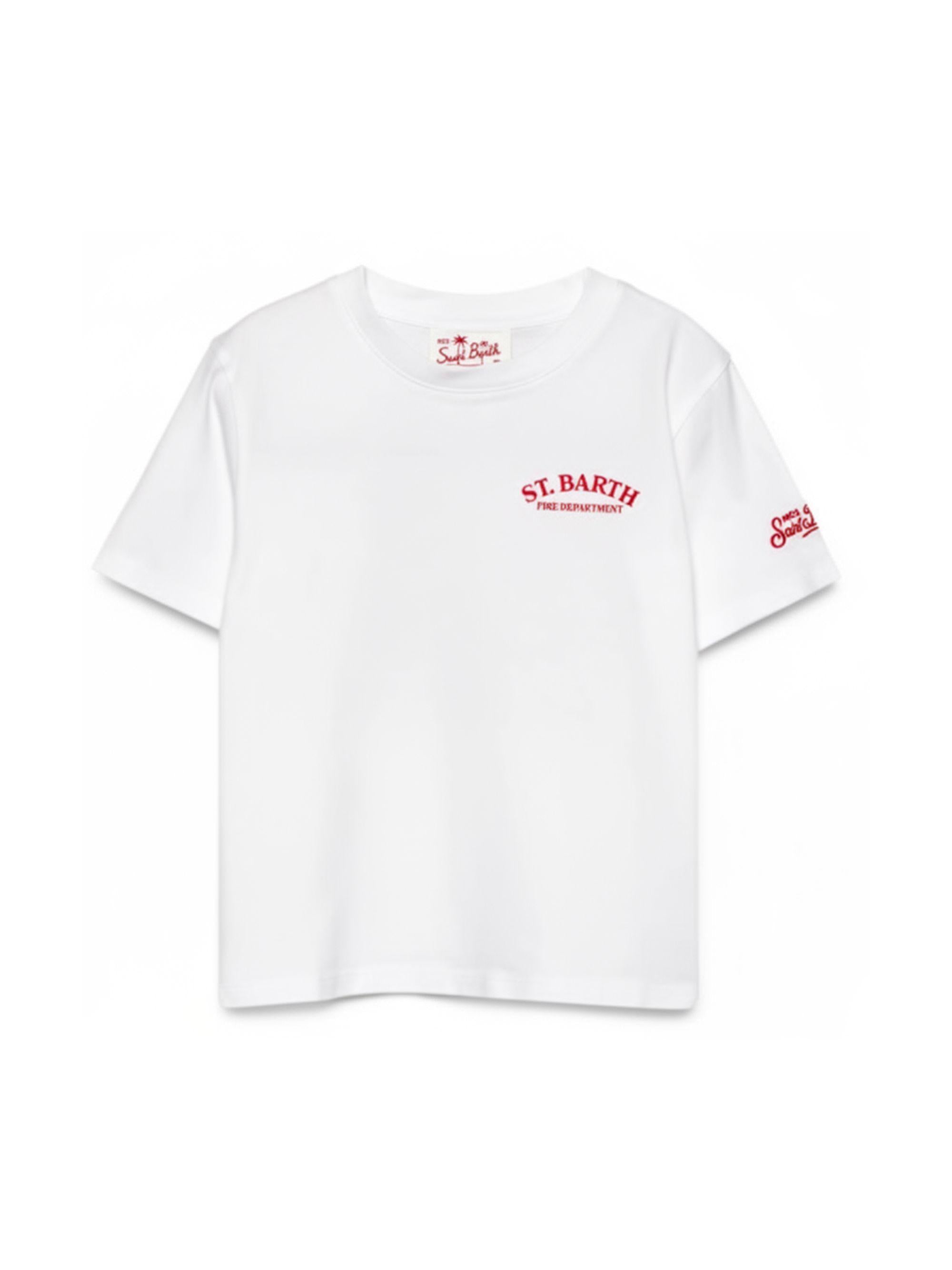 T-shirt per bambino MC2 Saint Barth Kids bianca con stampa grafica sul retro PRL0001 03462L MC2 ST. BARTH KIDS