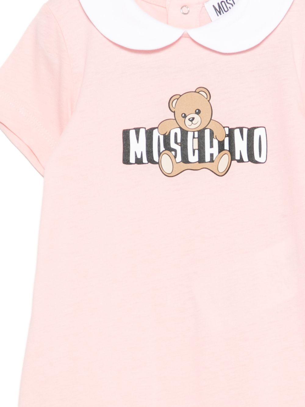Tutina per neonata Moschino Kids rosa con colletto alla Peter Pan MNY03YLAA03 50209 MOSCHINO KIDS