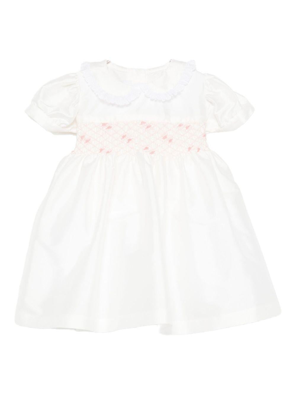 Vestito per neonata Mariella Ferrari bianco con colletto con bordo in pizzo ABA1MC 068 MARIELLA FERRARI