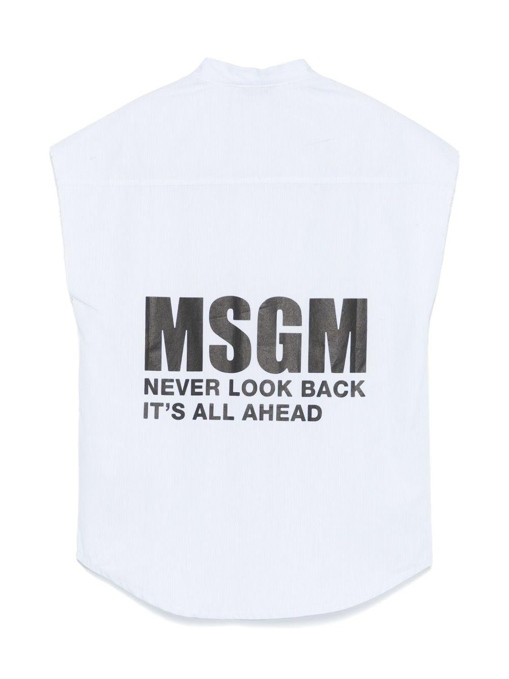 Camicia smanicata per bambino MSGM Kids azzurro con colletto alla coreana S5MSJBSI031 050 MSGM KIDS