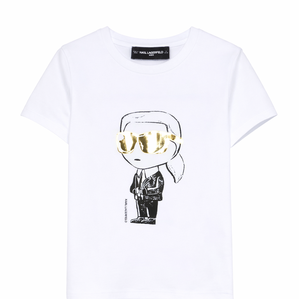 T-shirt per bambina Karl Lagerfeld Kids bianca con dettaglio grafico Z31160 10P KARL LAGERFELD KIDS