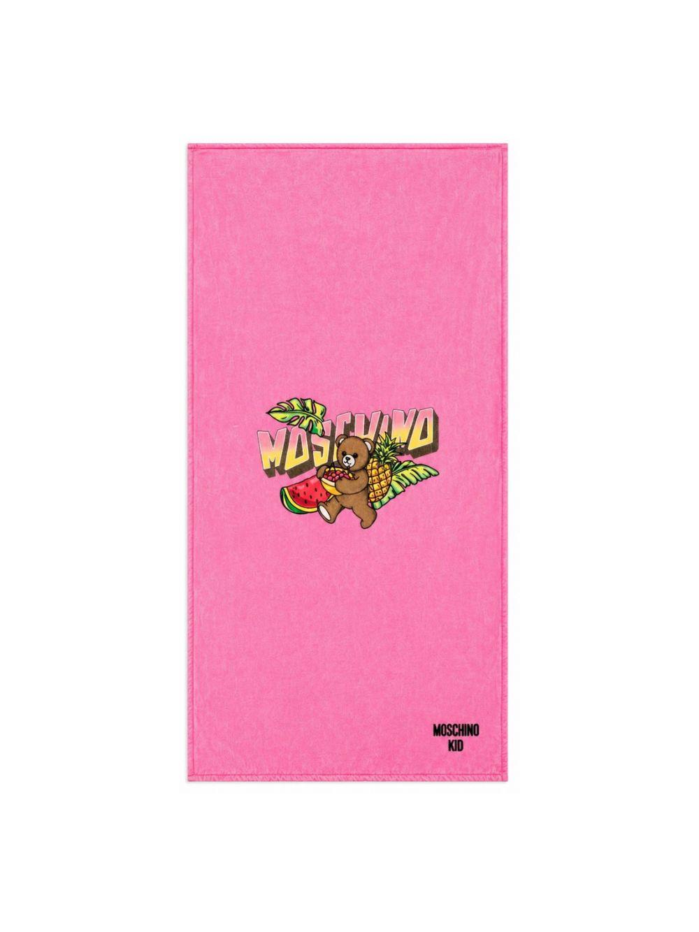 Telo mare per bambina Moschino Kids fucsia con logo sul davanti HTX01BLGA24 50533 MOSCHINO KIDS