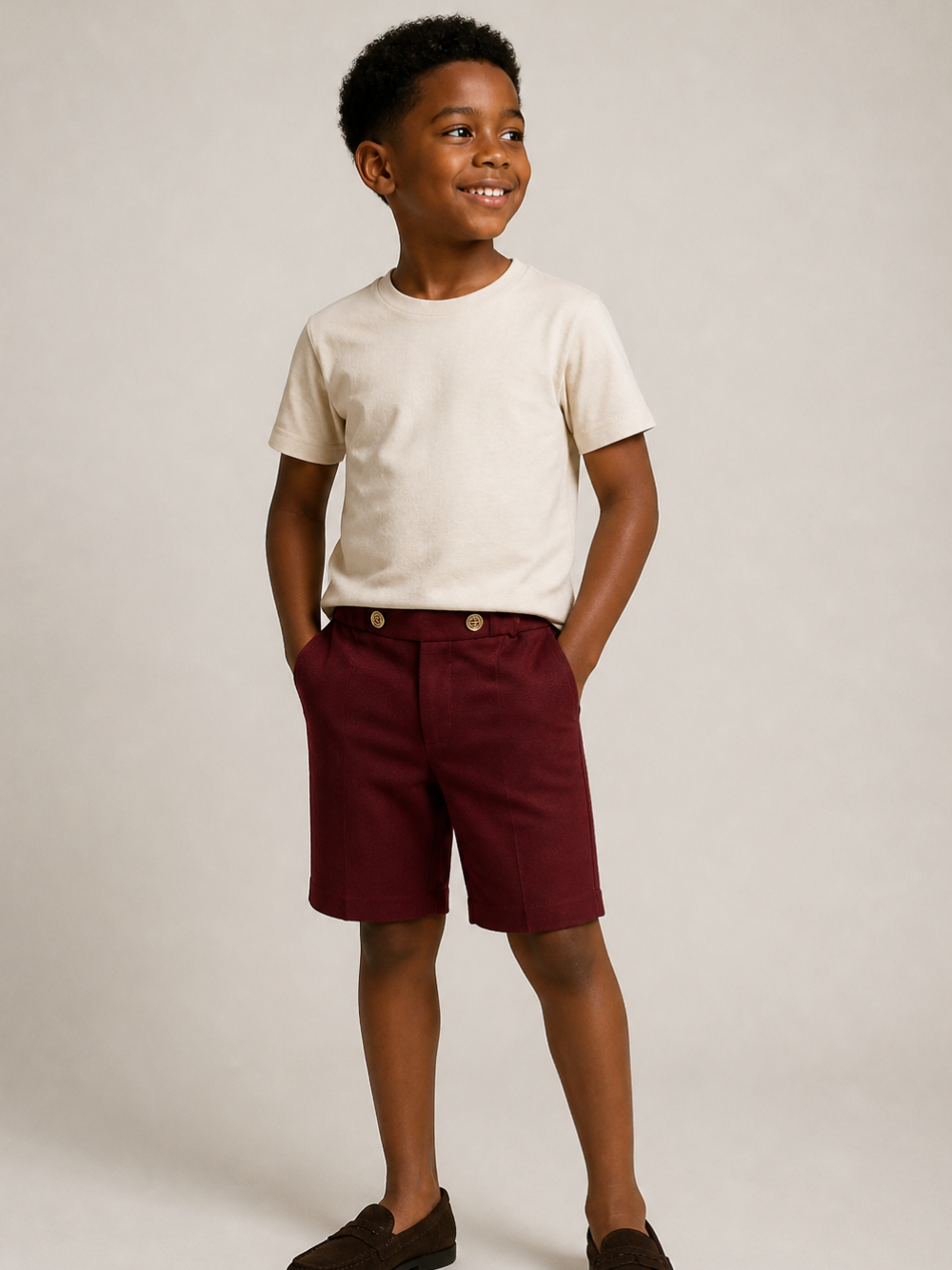 Shorts per bambino Balmain Kids rossi con vita elasticizzata BZ6A99 J0371 530OR BALMAIN KIDS
