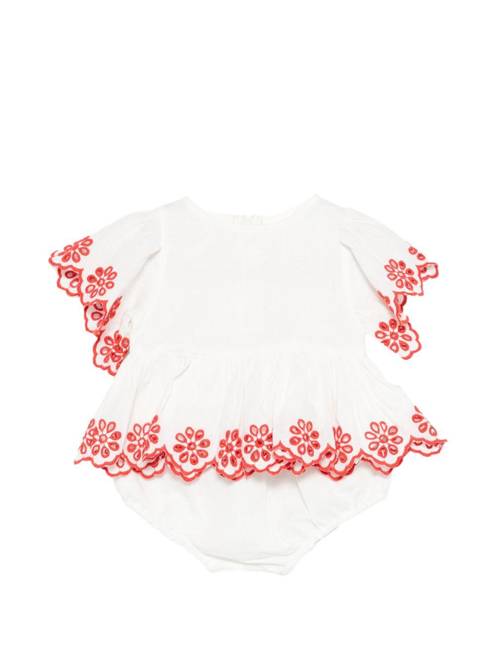 Abito per neonata Stella McCartney Kids bianco con dettagli ricamati TY5011 Z0138 101 STELLA McCARTNEY KIDS