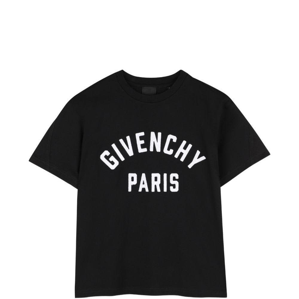 T-shirt per bambini Givenchy Kids nera con stampa logo sul davanti H31345 09B GIVENCHY KIDS