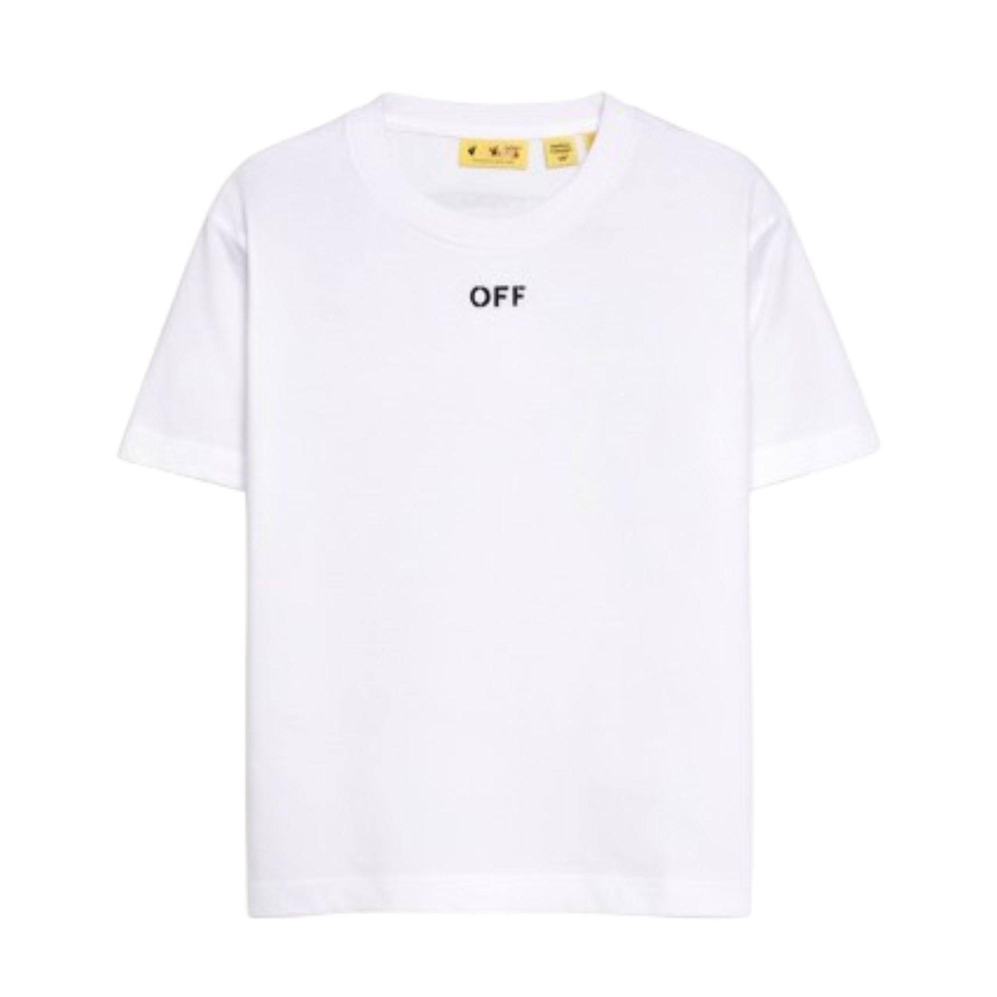 T-shirt per bambino Off-White Kids bianca con stampa freccia sul retro 44BAA002S26J006 100 OFF WHITE KIDS