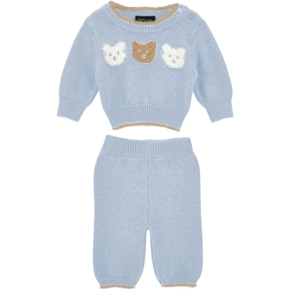 Completo per neonata Monnalisa Kids azzurro con intarsio Teddy Bear 22H505 8060 0052 MONNALISA KIDS