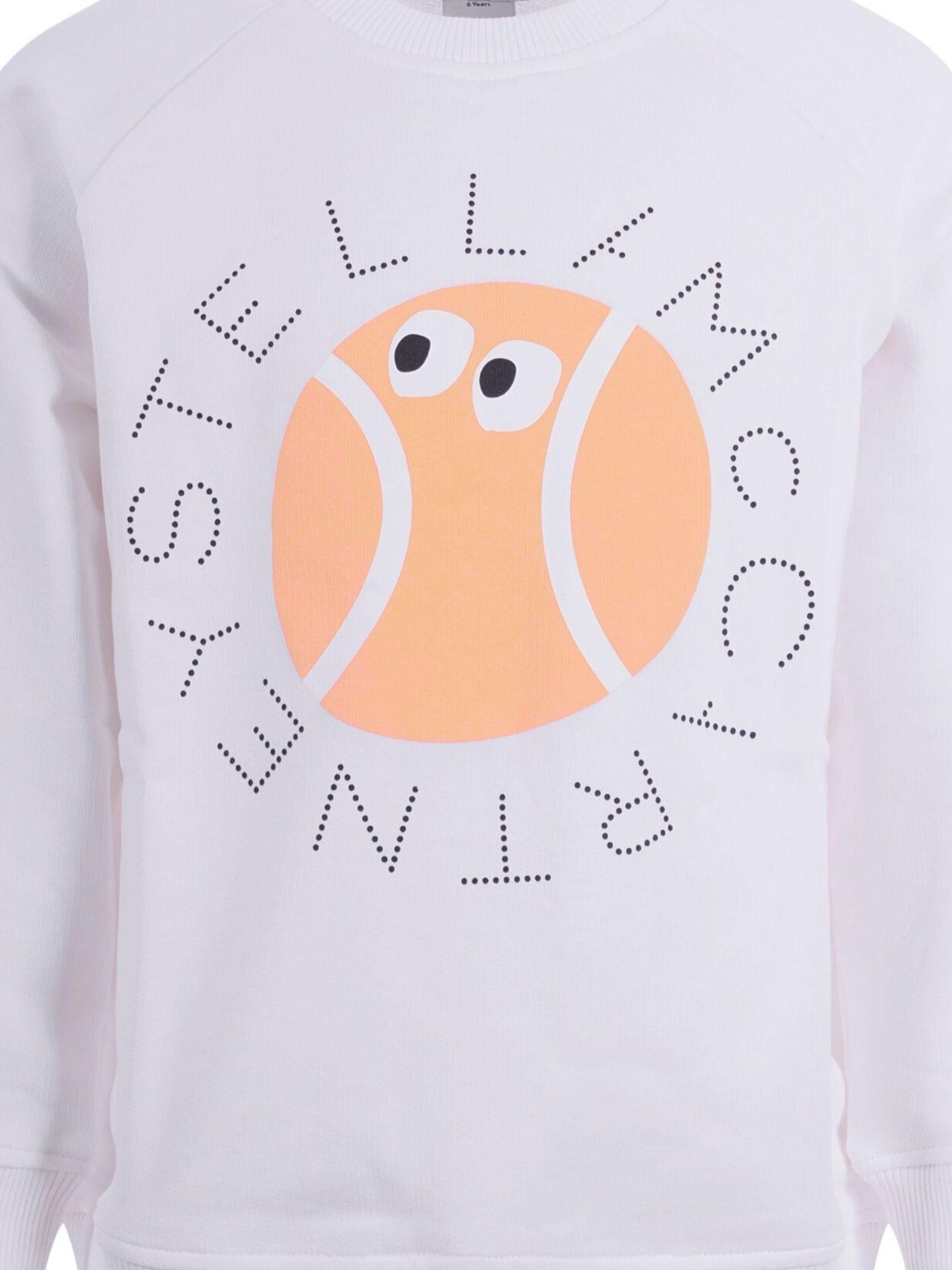 Felpa per bambino Stella McCartney Kids bianca con stampa pallina da tennis TY4Q60 Z0499 101 STELLA McCARTNEY KIDS