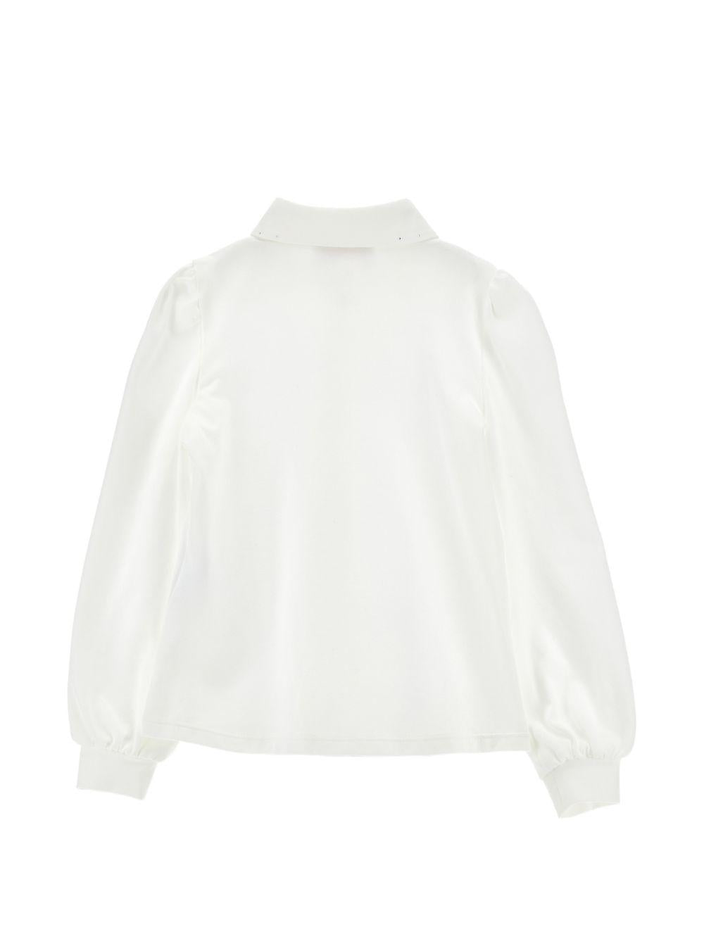 Camicia per bambina Monnalisa Kids bianca con colletto a strass 18HAZZ 8201 0099 MONNALISA KIDS