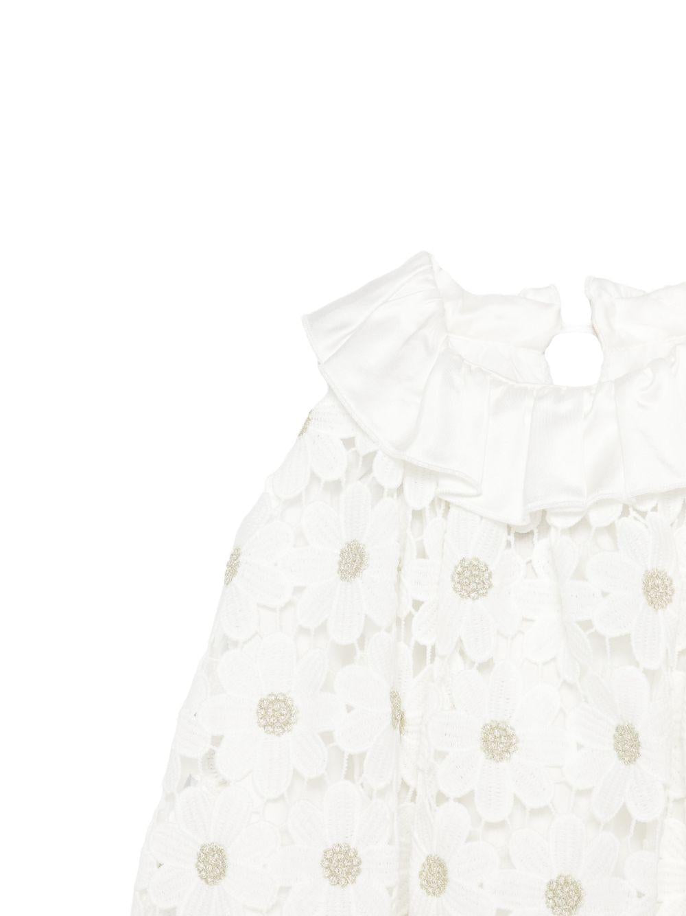 Abito per neonata La Stupenderia bianco con colletto arricciato 2CBAB58 X01 LA STUPENDERIA KIDS