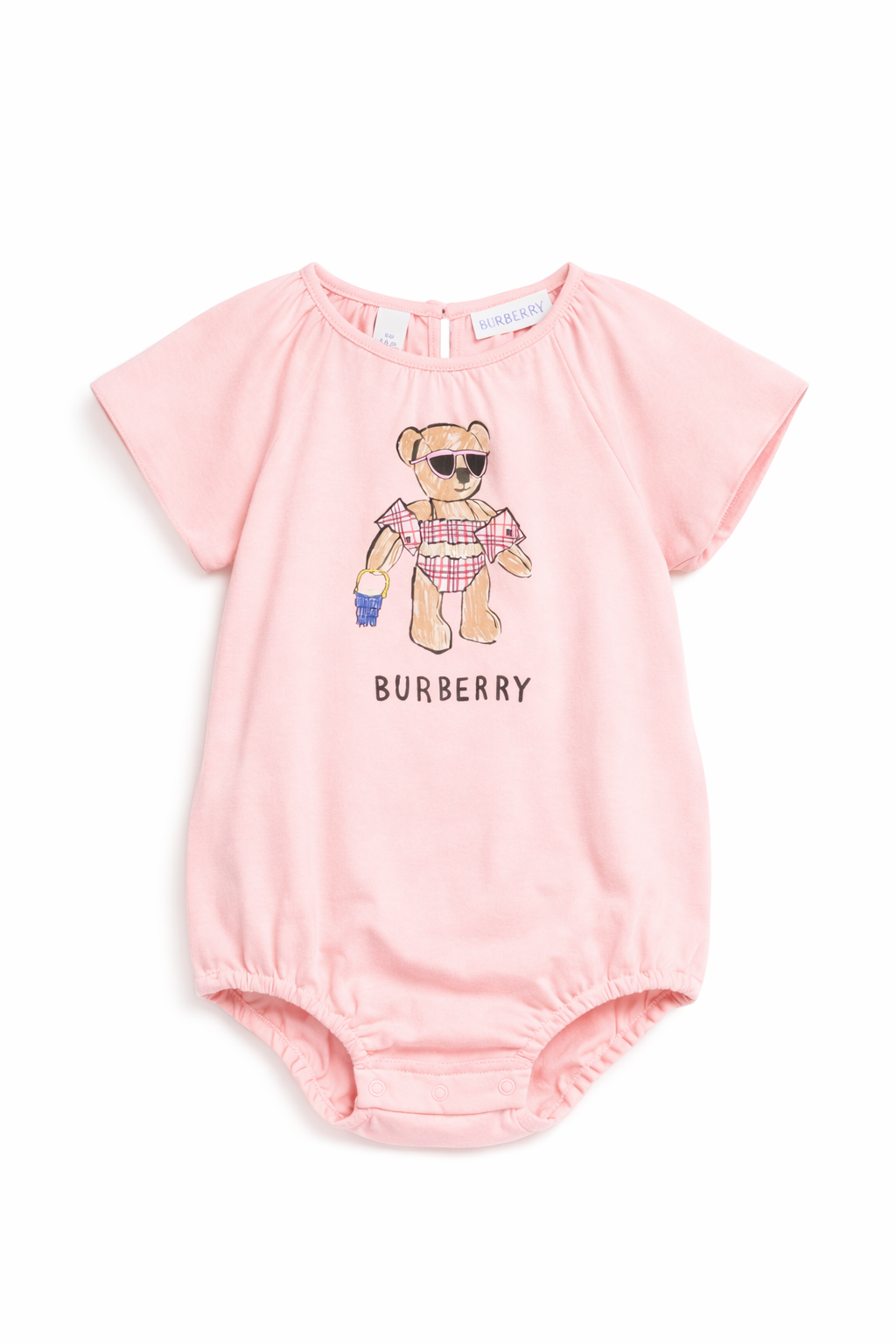 Tutina per neonata Burberry Kids rosa con stampa orsetto in costume sul davanti 8119304 C4016 BURBERRY KIDS