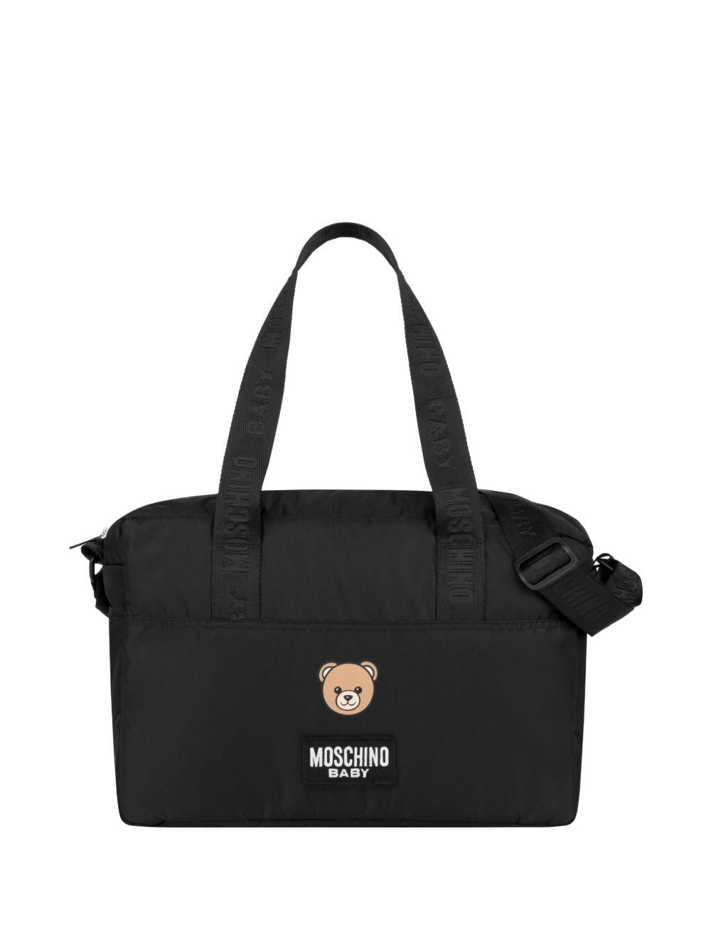 Borsa fasciatoio per neonati Moschino Kids nero con stampa teddy MUX05WL3A89 60100 MOSCHINO KIDS