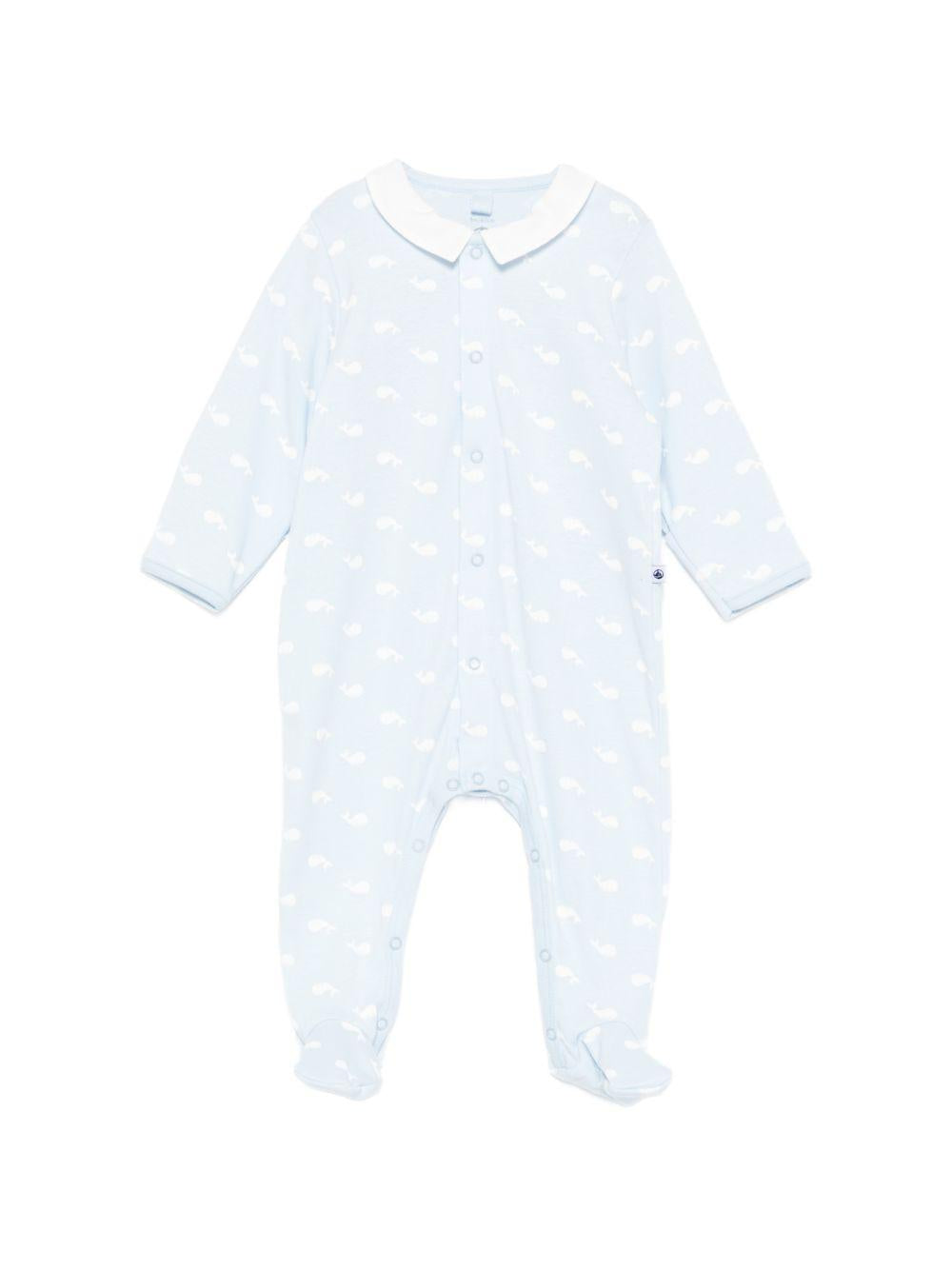 Tutina per neonato Petit Bateau azzurra con stampa balene A0F2H 01 PETIT BATEAU KIDS