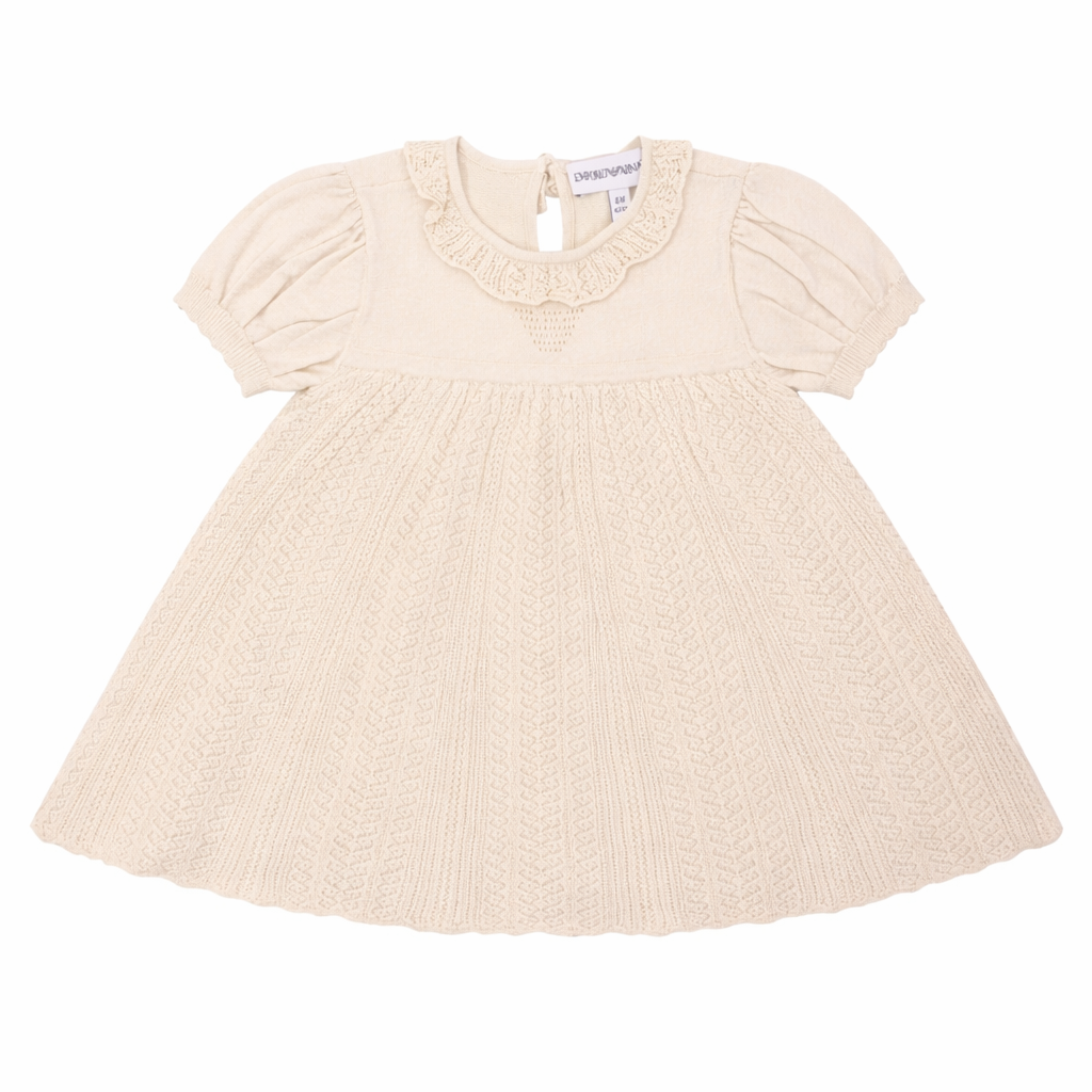 Abito per neonata Emporio Armani Kids beige con dettagli in pizzo EG000779 AF22791 U0007 EMPORIO ARMANI KIDS