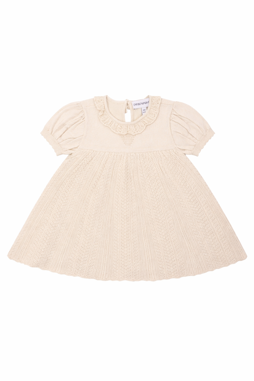 Abito per neonata Emporio Armani Kids beige con dettagli in pizzo EG000779 AF22791 U0007 EMPORIO ARMANI KIDS