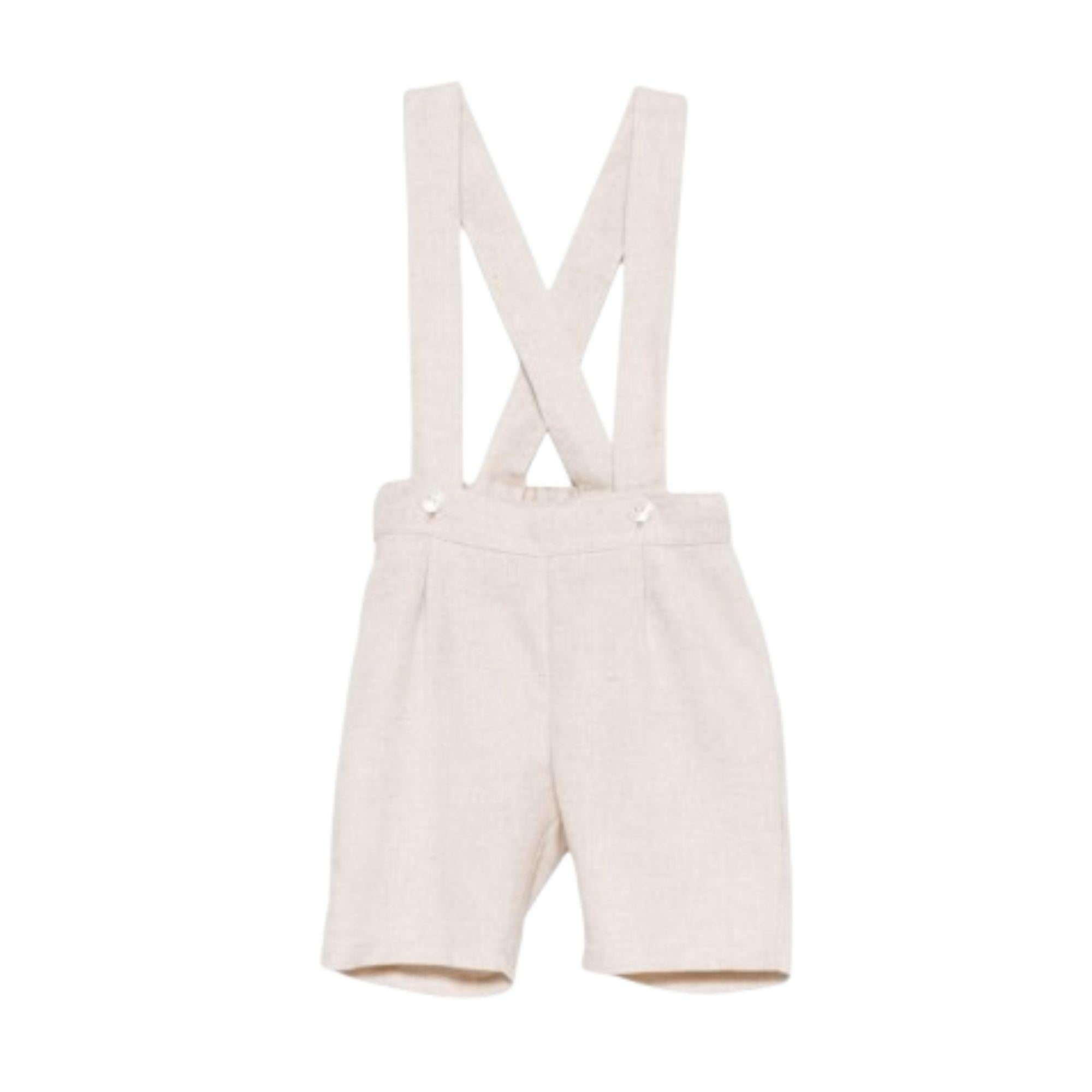 Shorts con bretelle per neonato Mariella Ferrari beige con vita elasticizzata sul retro PNG7BIS ECRU MARIELLA FERRARI KIDS