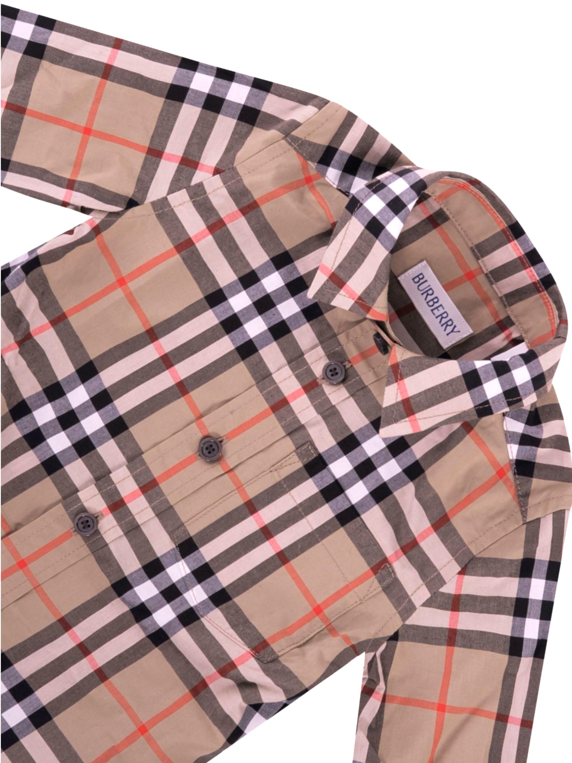 Camicia neonato Burberry Kids beige a quadri 8121242 B9368 BURBERRY KIDS