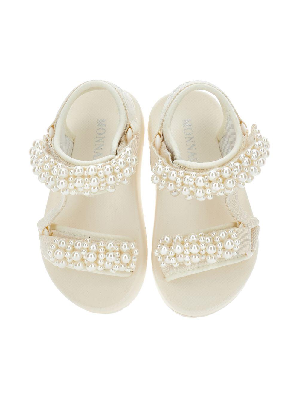 Sandali per bambina Monnalisa bianchi con applicazioni a perline 8CG012 7700 0001 MONNALISA KIDS