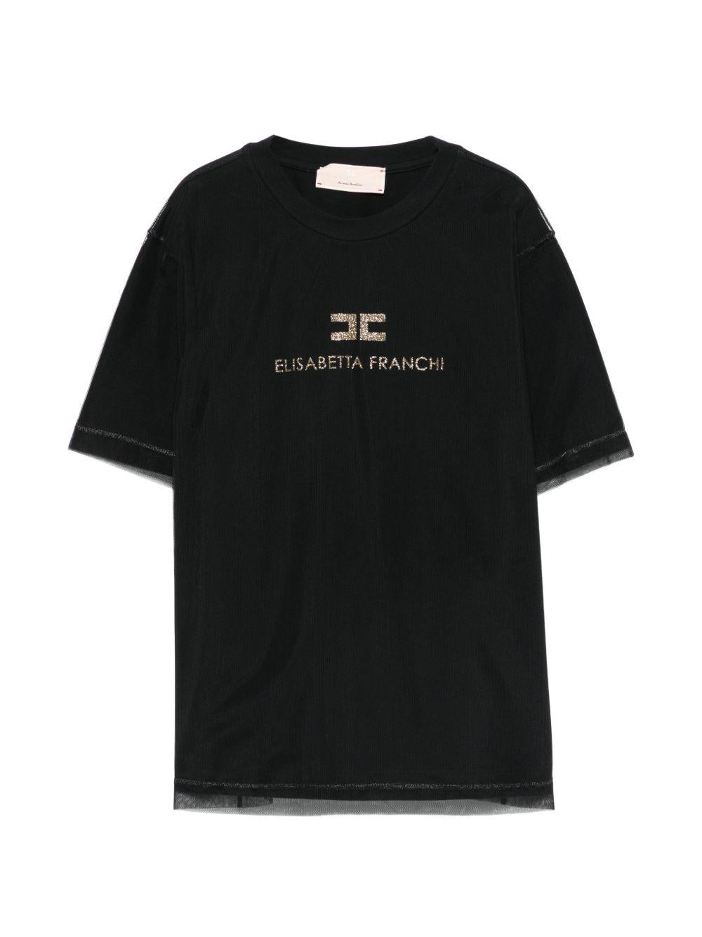 T-shirt per bambina Elisabetta Franchi La Mia Bambina nera con dettaglio logo EFTS2550JE006 N005 ElISABETTA FRANCHI
